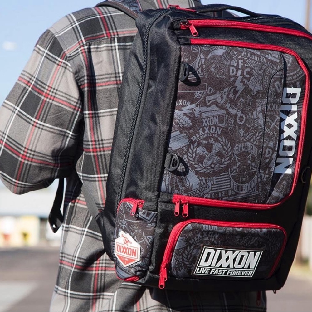 Dixxon Deluxe Backpack minimalist travel bag rare limited edition black red
